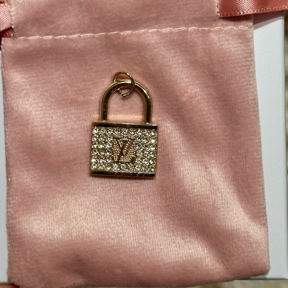 LV Gold and Crystal Padlock Charm - Picture 4 of 6